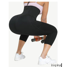 Load image into Gallery viewer, Cropped Sports Leggings with Neoprene Coated Lining and Single Waist Band
